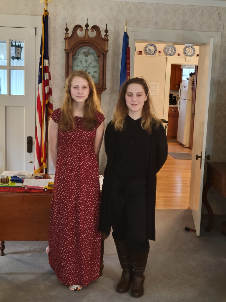 Rock County Christian Students Joy and Chloe Stalcup receive awards from the DAR
