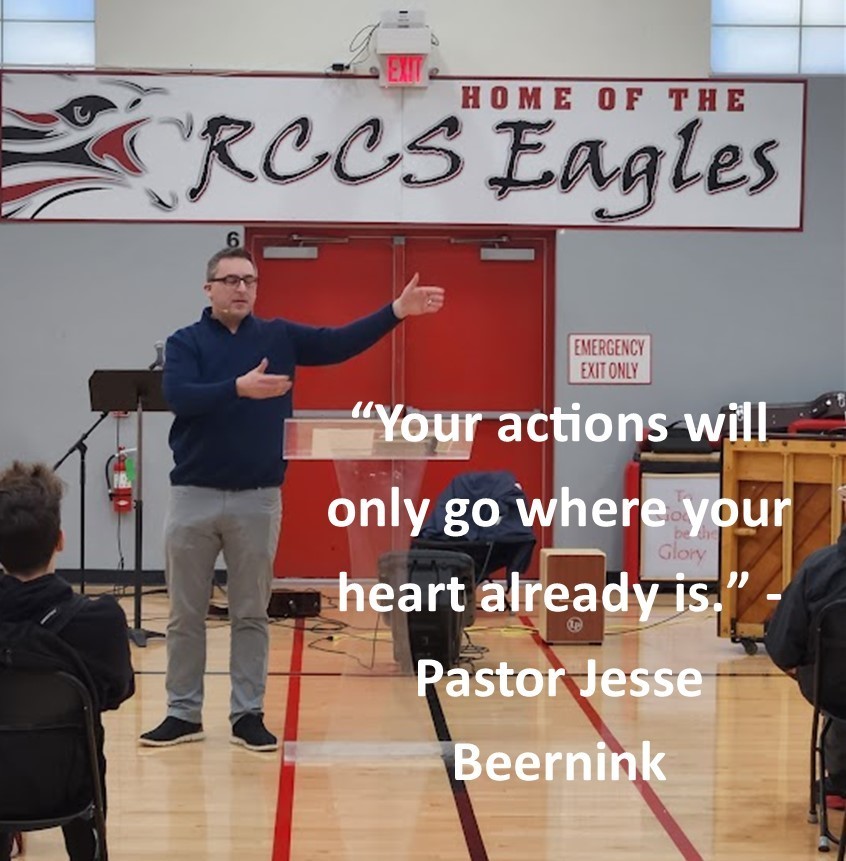 Rock County Christian School Spiritual Emphasis week 2023 Jesse Beernink shares a message with students