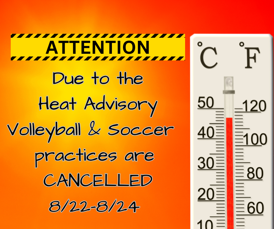 Rock County Christian School announcement of canceled practice due to heat
